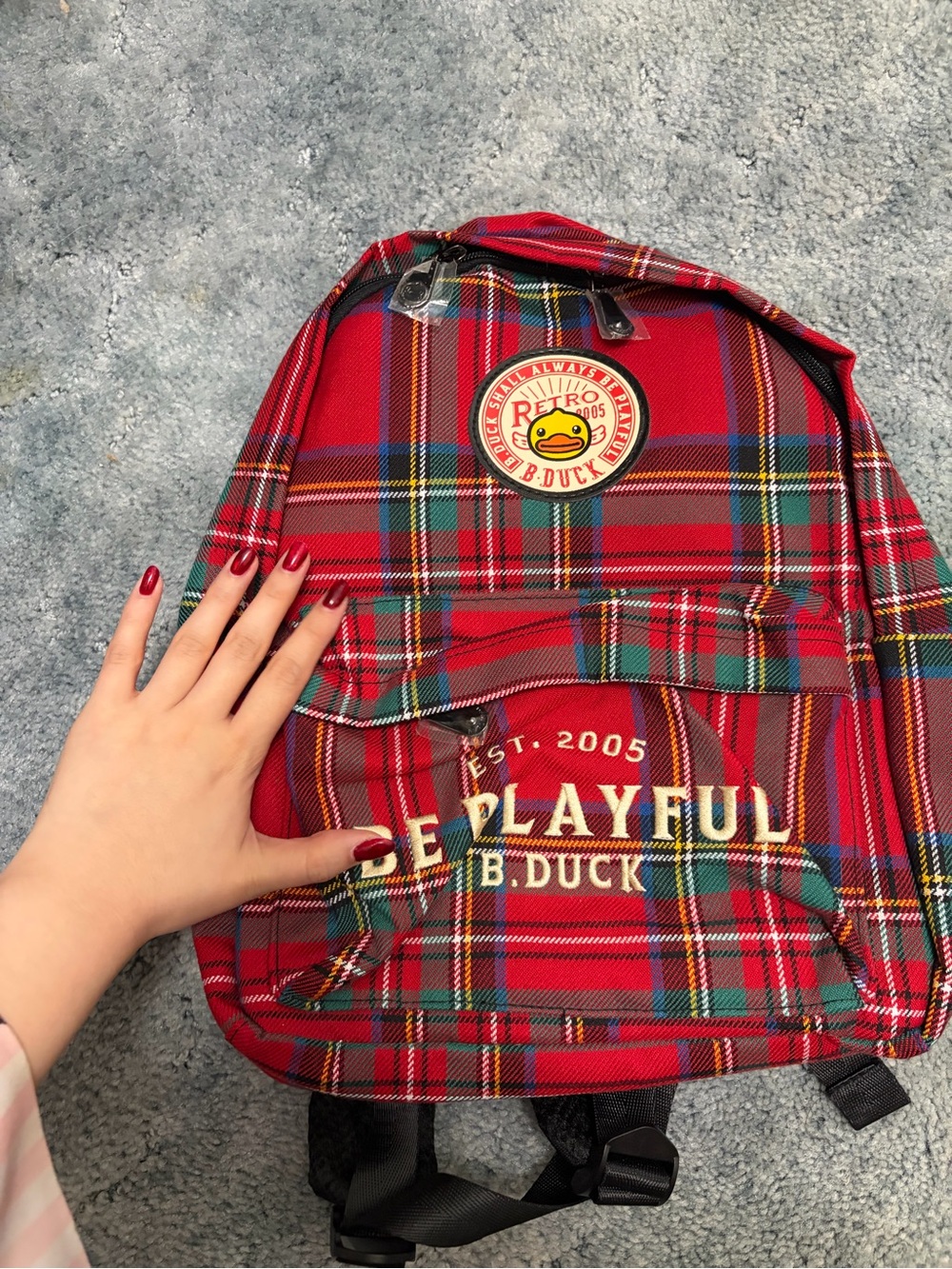 Red Plaid Backpack - Picture 3 of 6